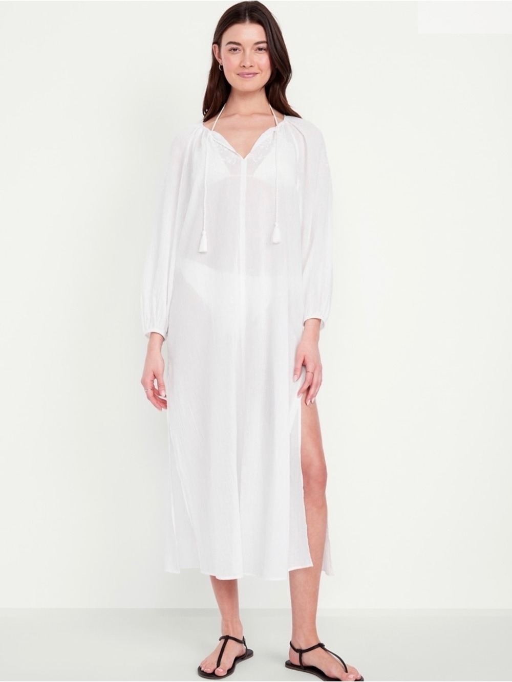 Old Navy Ling-Sleeve Sheer Gauze Kaftan Swimsuit Cover NEW MP Summer Resortwear